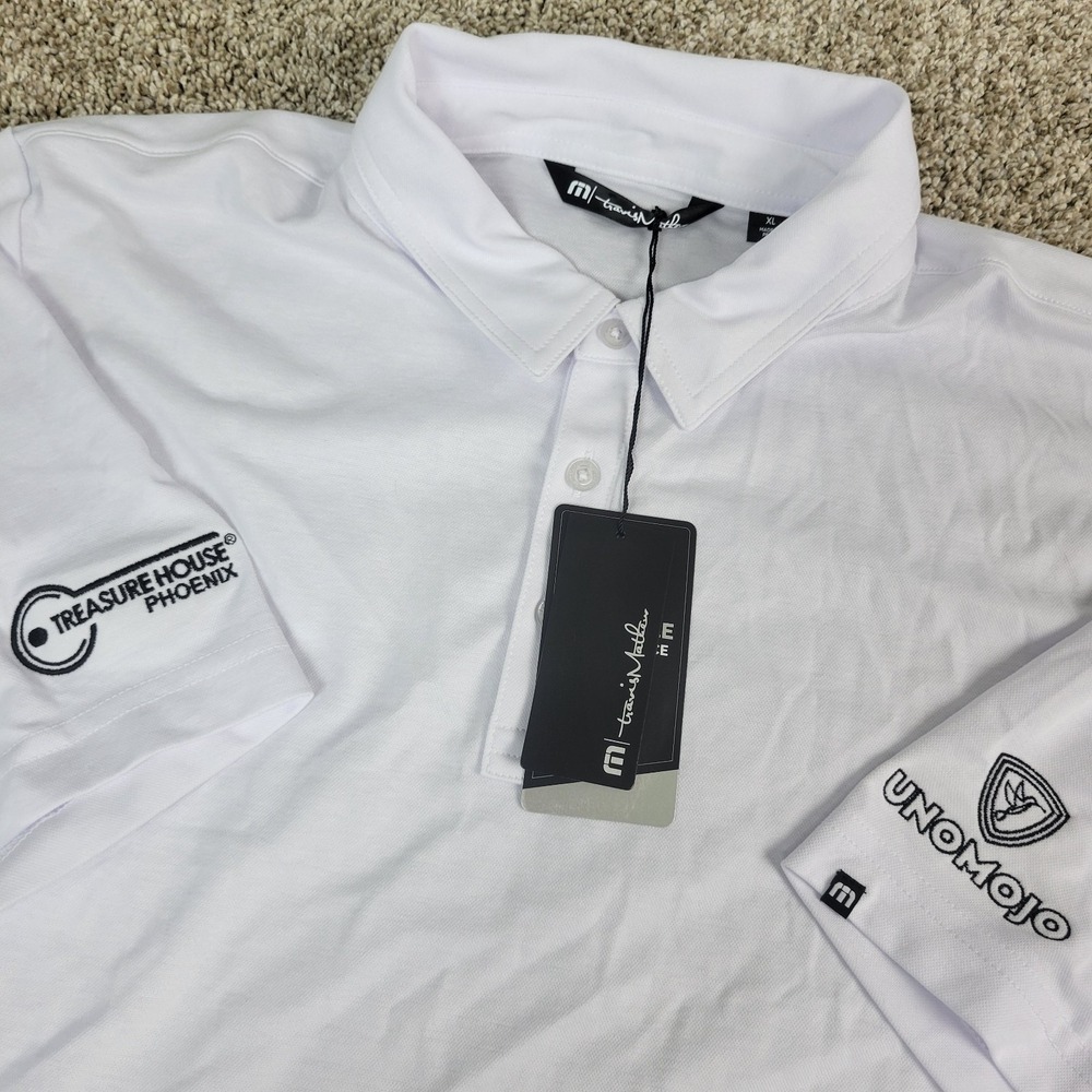 NWT Travis Mathew Oceanside Mens XL Solid White Performance Stretch Polo SS